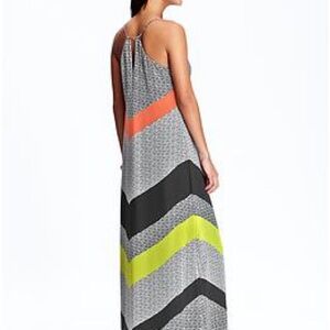 Old Navy Gray Chevron Maxi Dress with Neon Accents